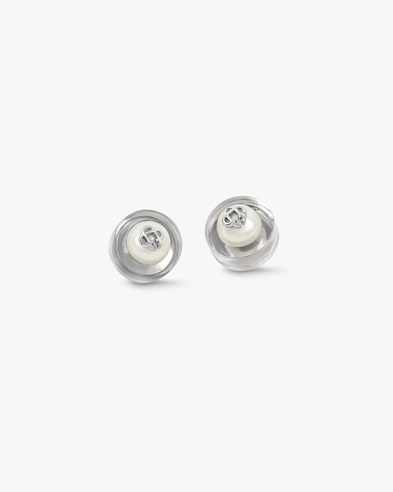 Sci‑Fi Silver Pearl Ear Studs - 1