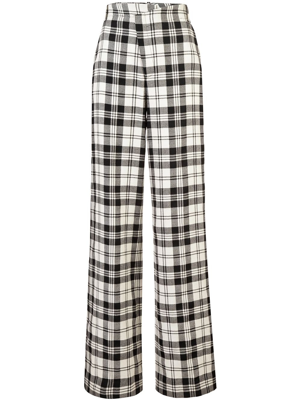 plaid crooked wide-leg trousers  - 1