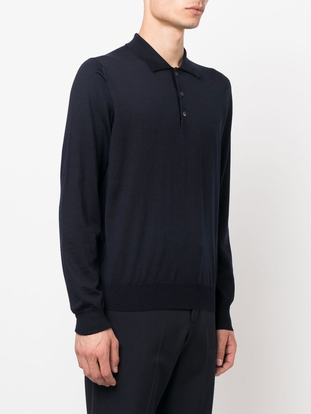 long-sleeve wool polo shirt - 3