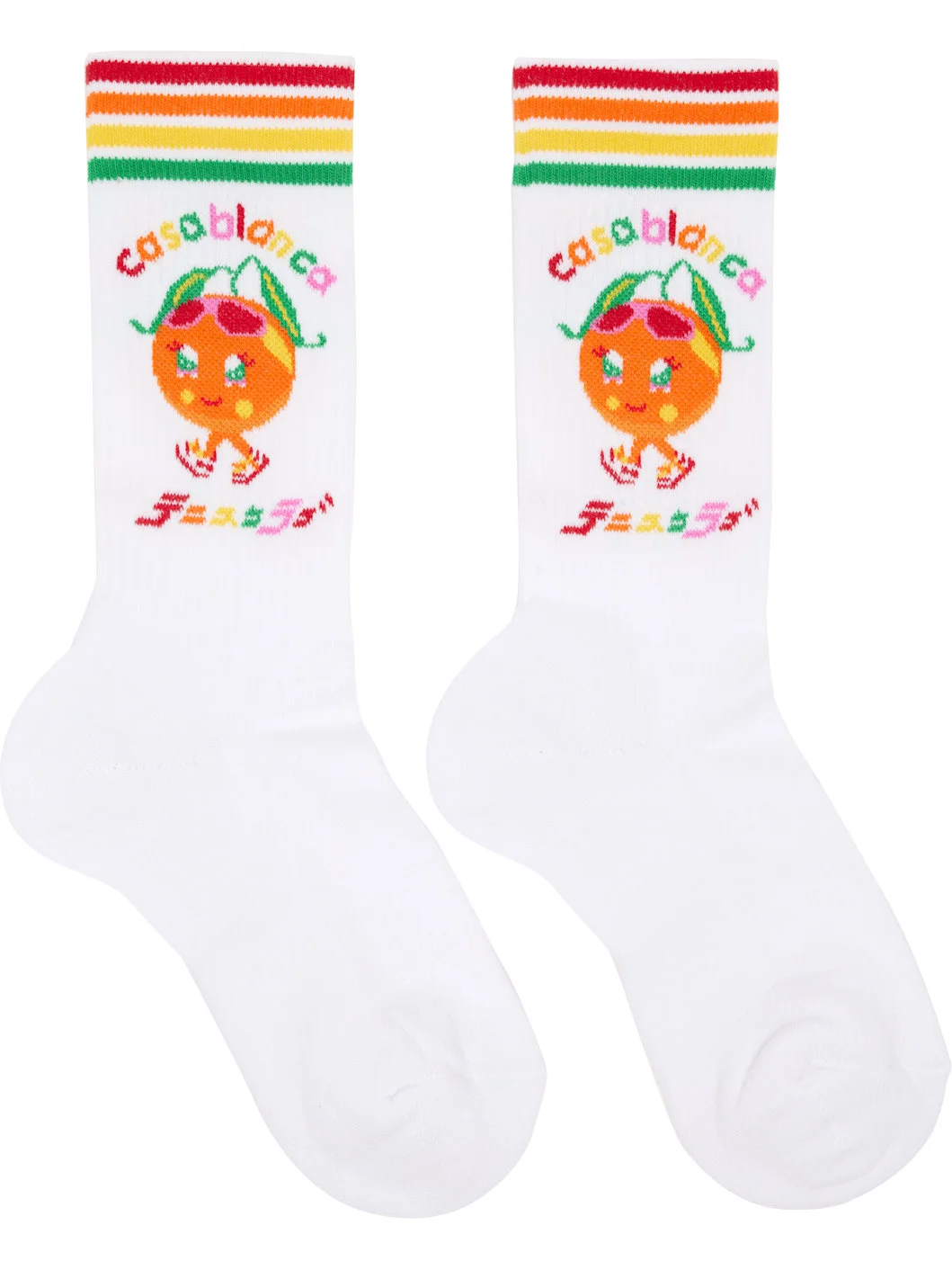 White Kawaii Orange Socks - 1