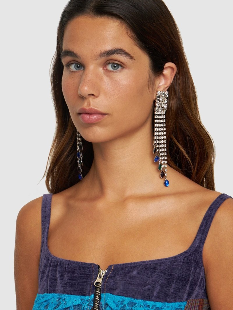 Square earrings w/ fringe - 2