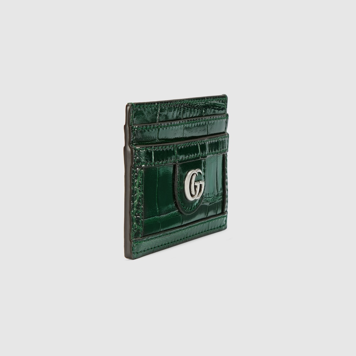 Crocodile card case with Double G - 3