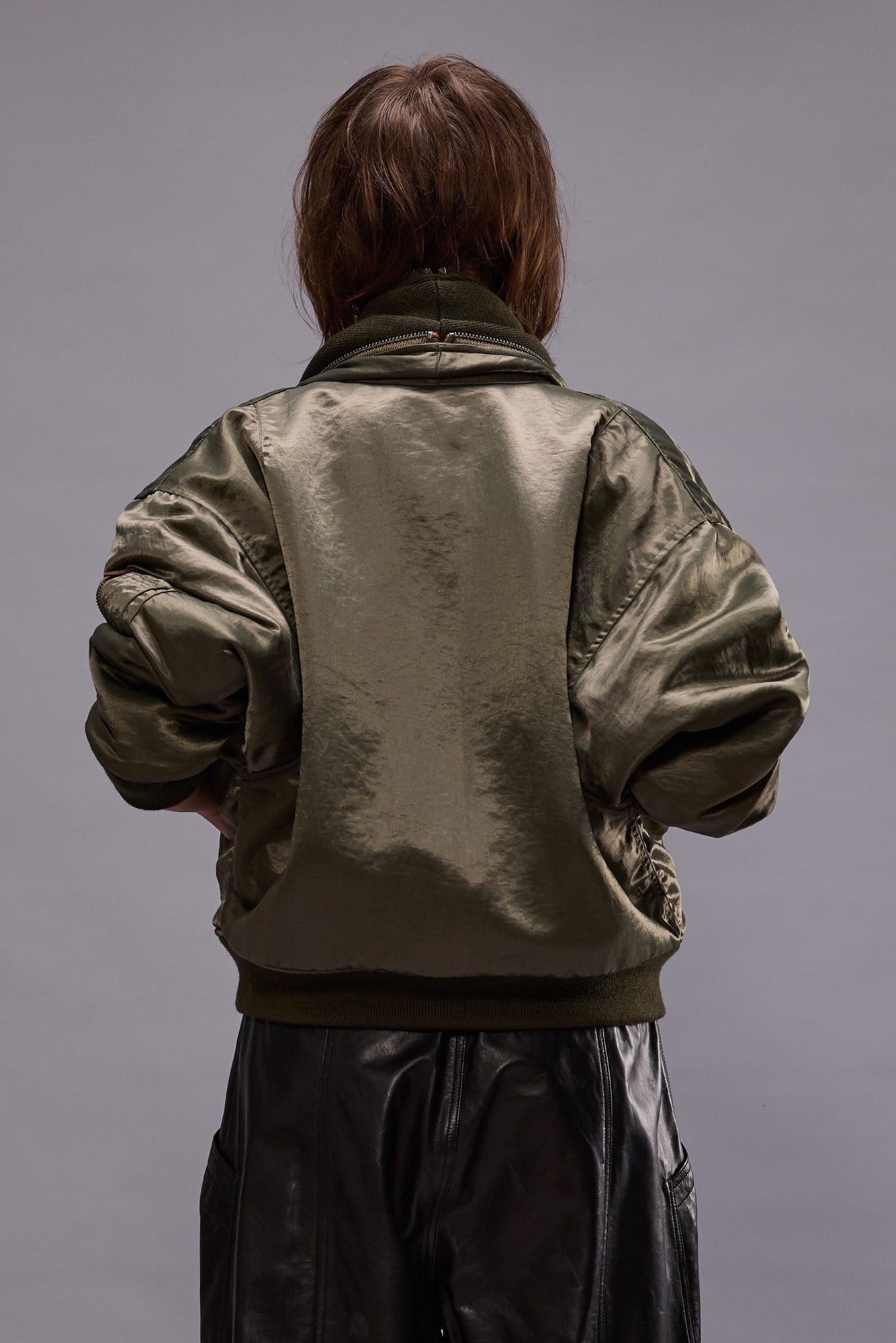 ZIP COLLAR FLIGHT JACKET - OLIVE - 4