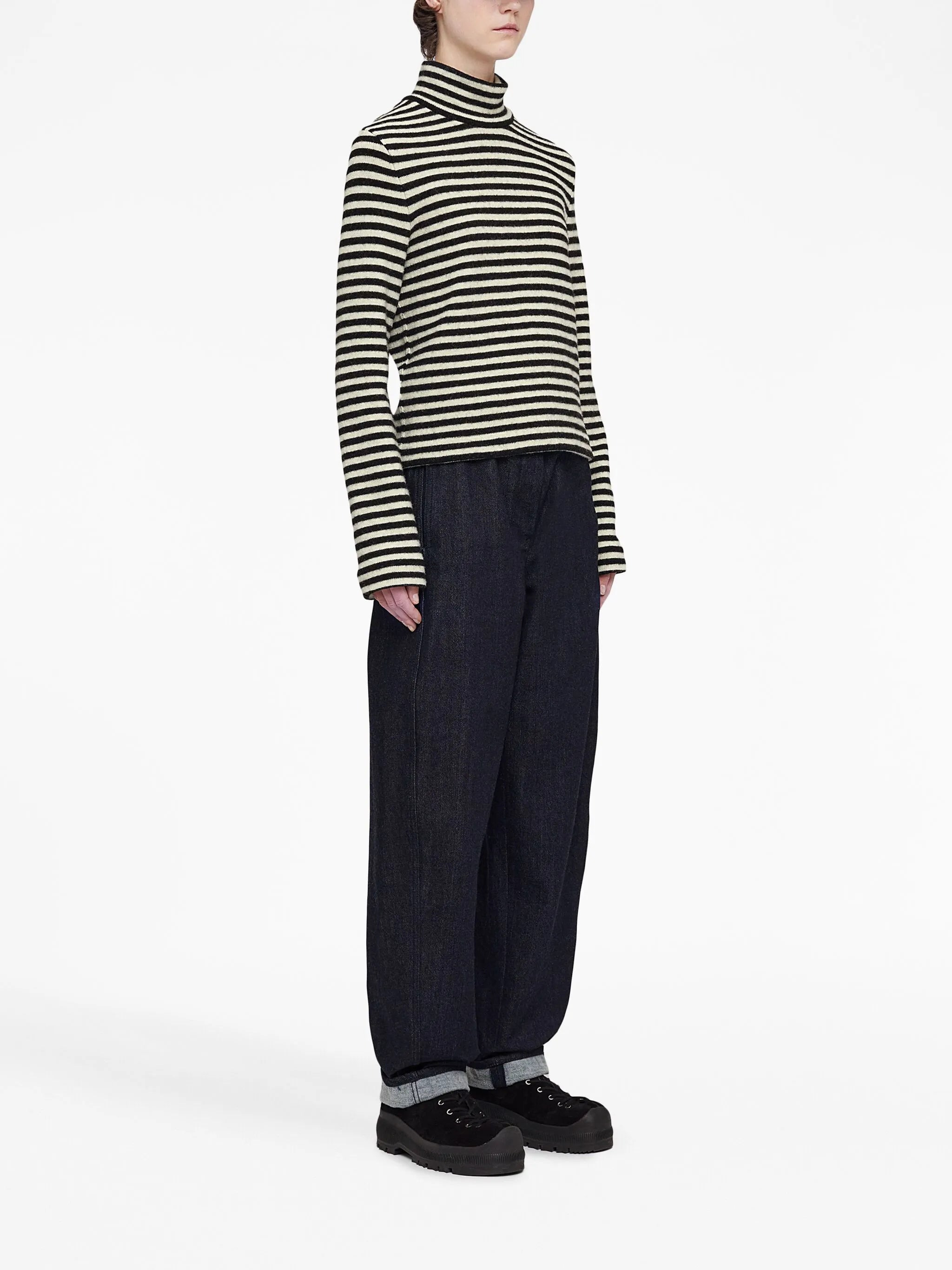 logo-patch striped wool sweater - 3
