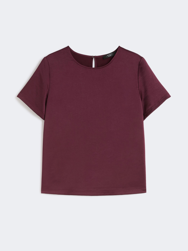ZONA Satin and jersey T-shirt - BORDEAUX 1