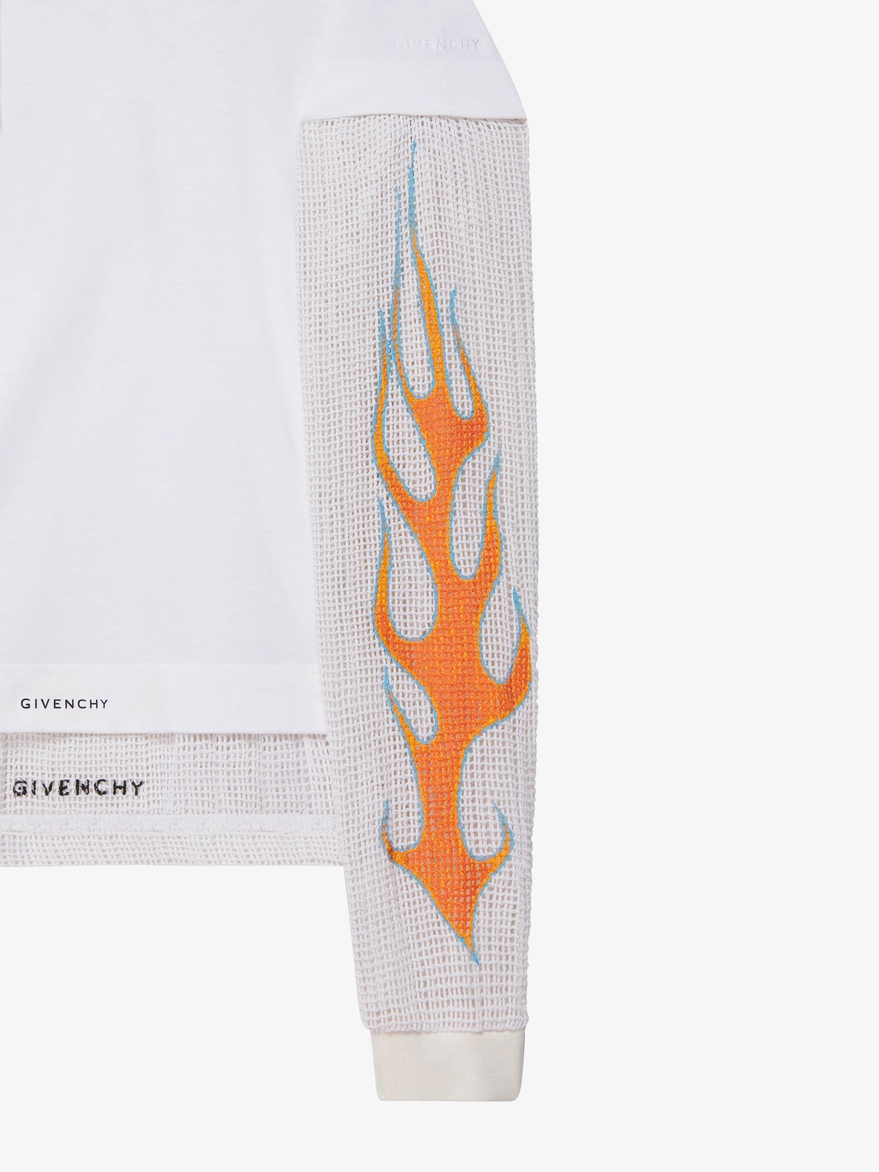 Givenchy OVERLAPPED HOODED T-SHIRT IN COTTON AND MESH