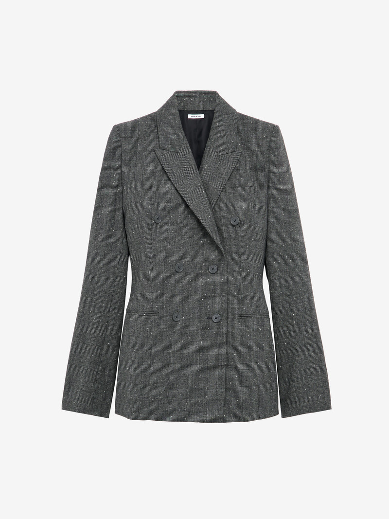 Flecked Glen Check Double-breasted Jacket 1