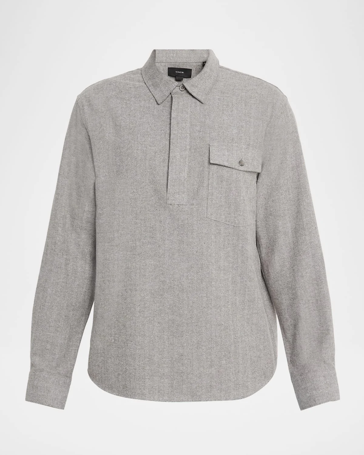 Men's Herringbone Long-Sleeve Popover Shirt - 1