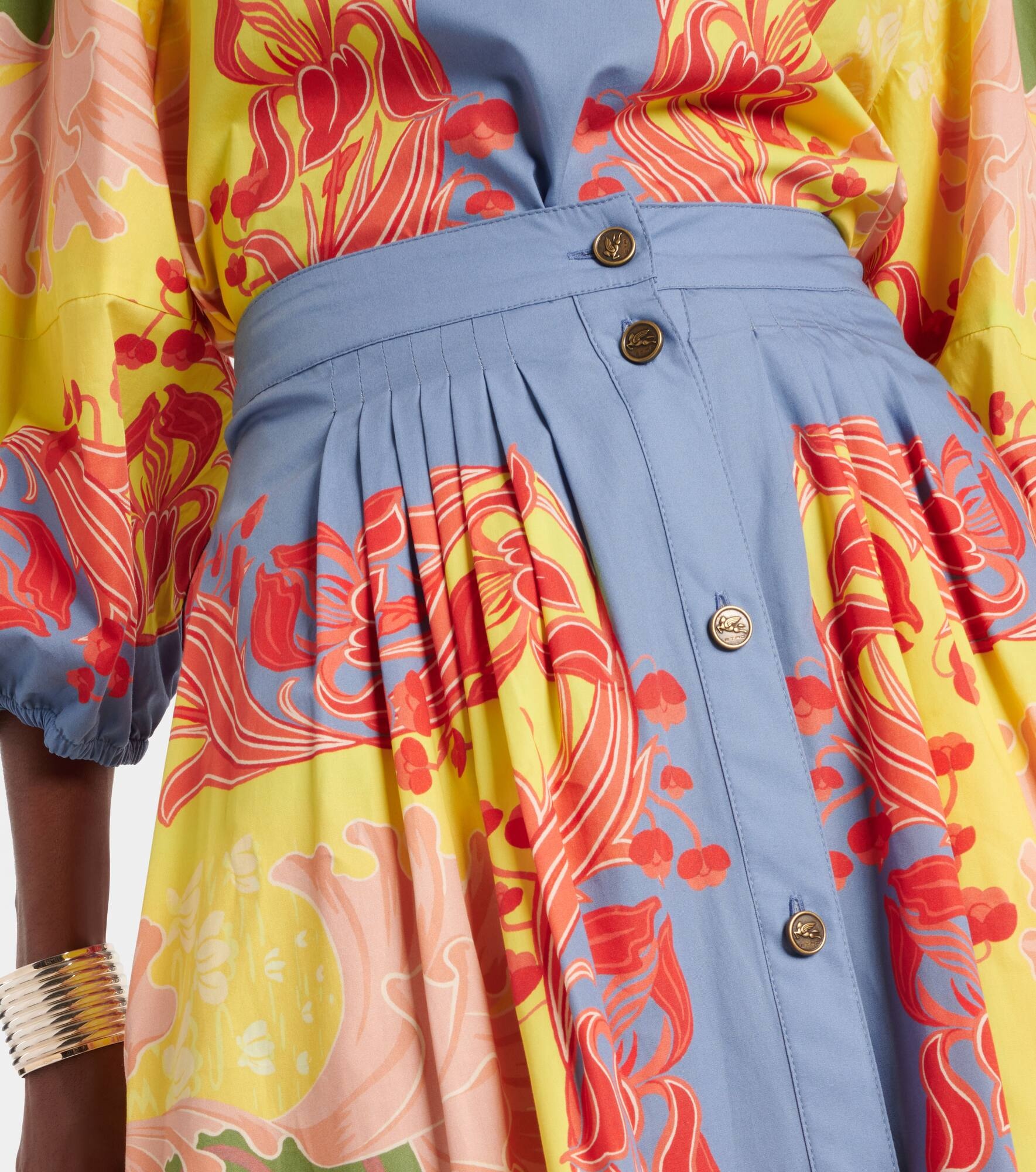 Printed cotton poplin midi skirt - 4
