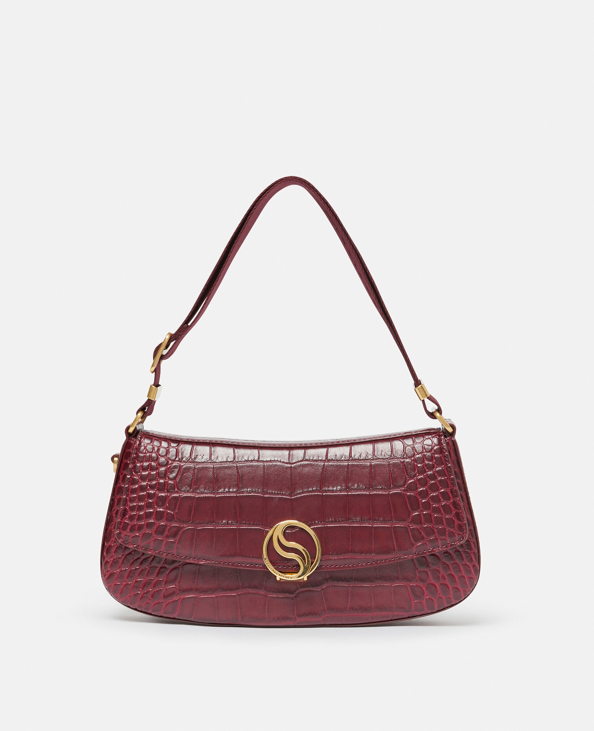 S-Wave Croc-Effect Embossed Shoulder Bag - 1