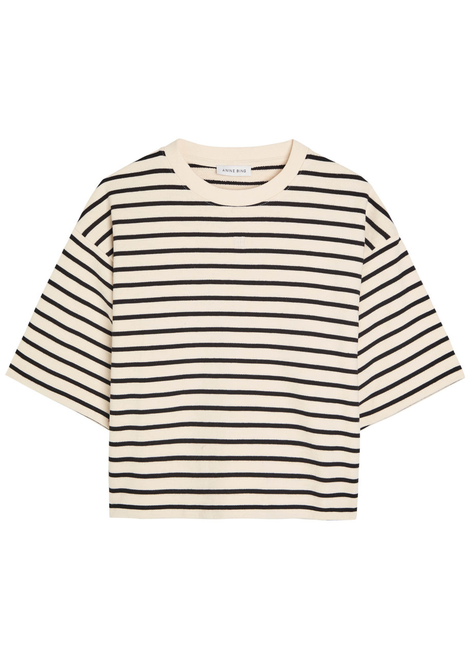 Anine Bing Myers Cropped Cotton-blend T-shirt - 1