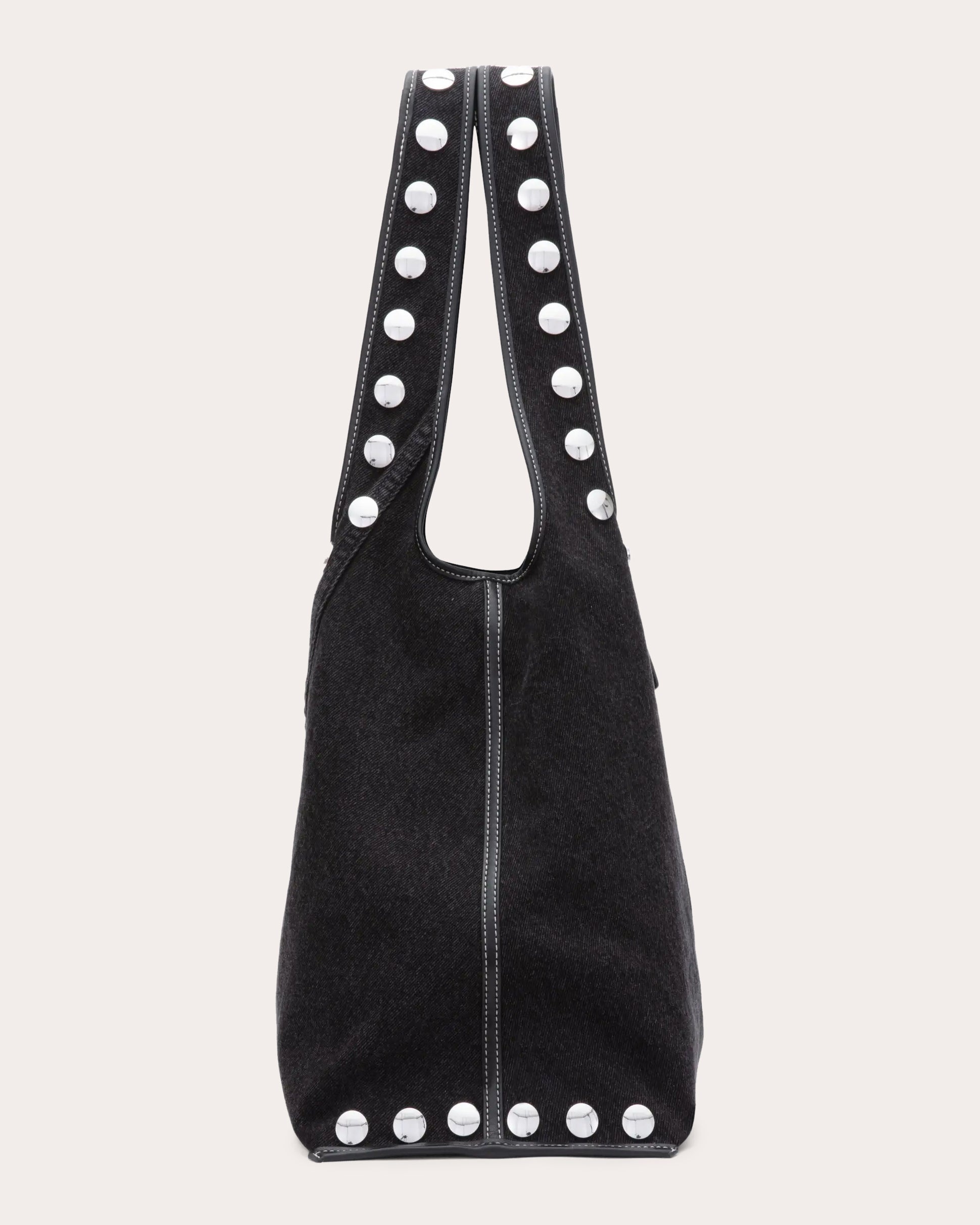 Market Stud-Embellished Washed Denim Tote - 4