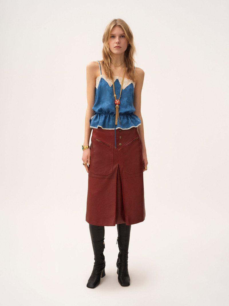 Chloé DRAWSTRING CAMISOLE TOP IN SILK JACQUARD & LACE outlook