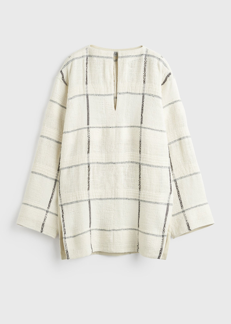Windowpane-check tunic ecru - 1