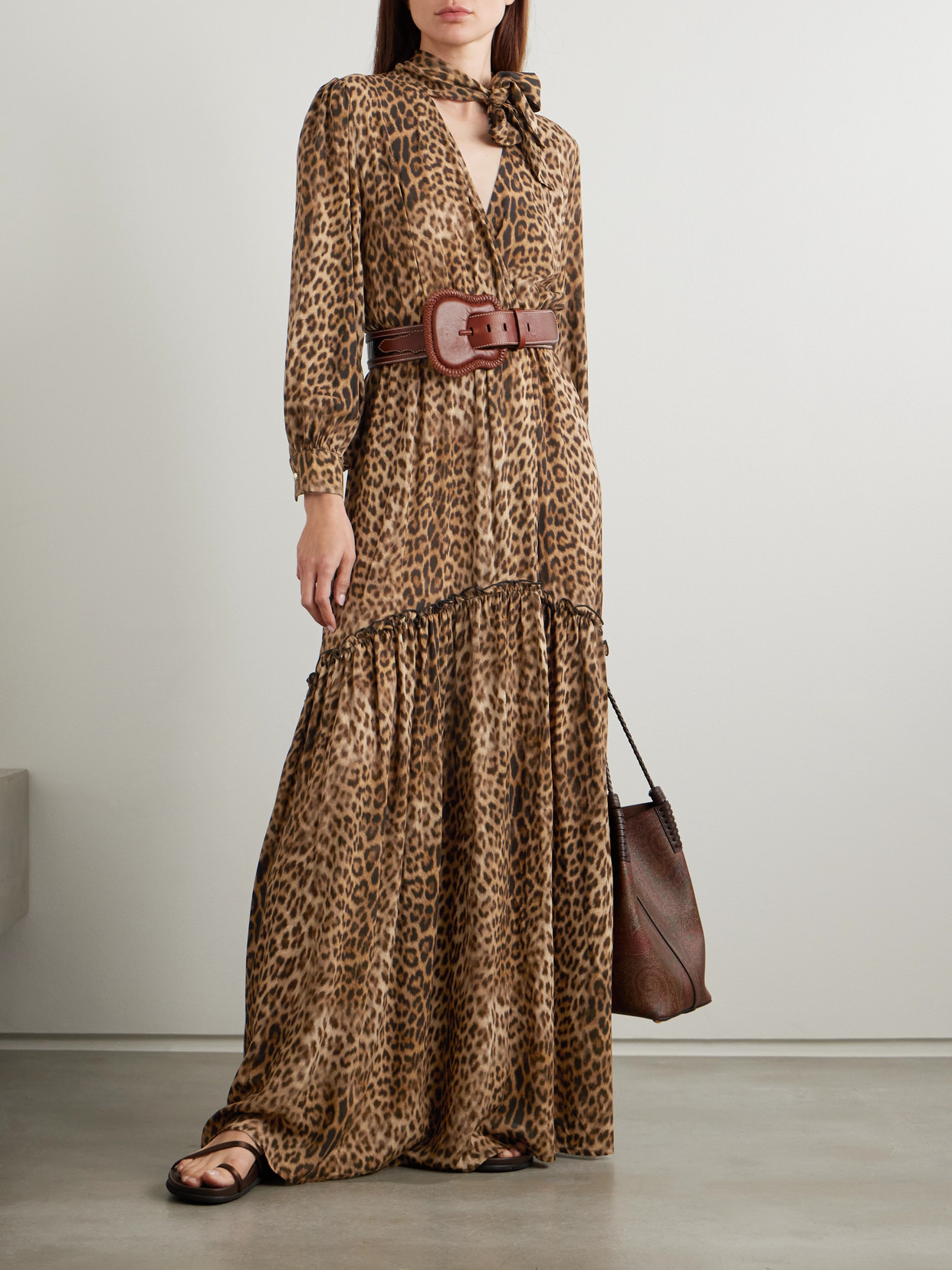 Skylar Scarf-detailed Belted Printed Crepe Maxi Dress - 2