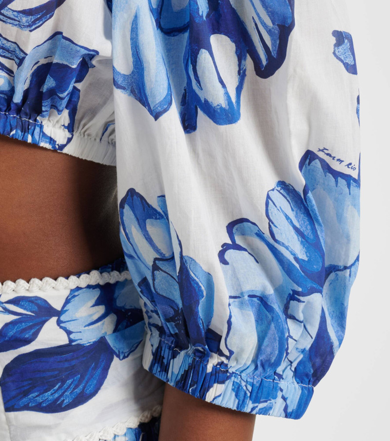 Floral cropped off-shoulder cotton top 4