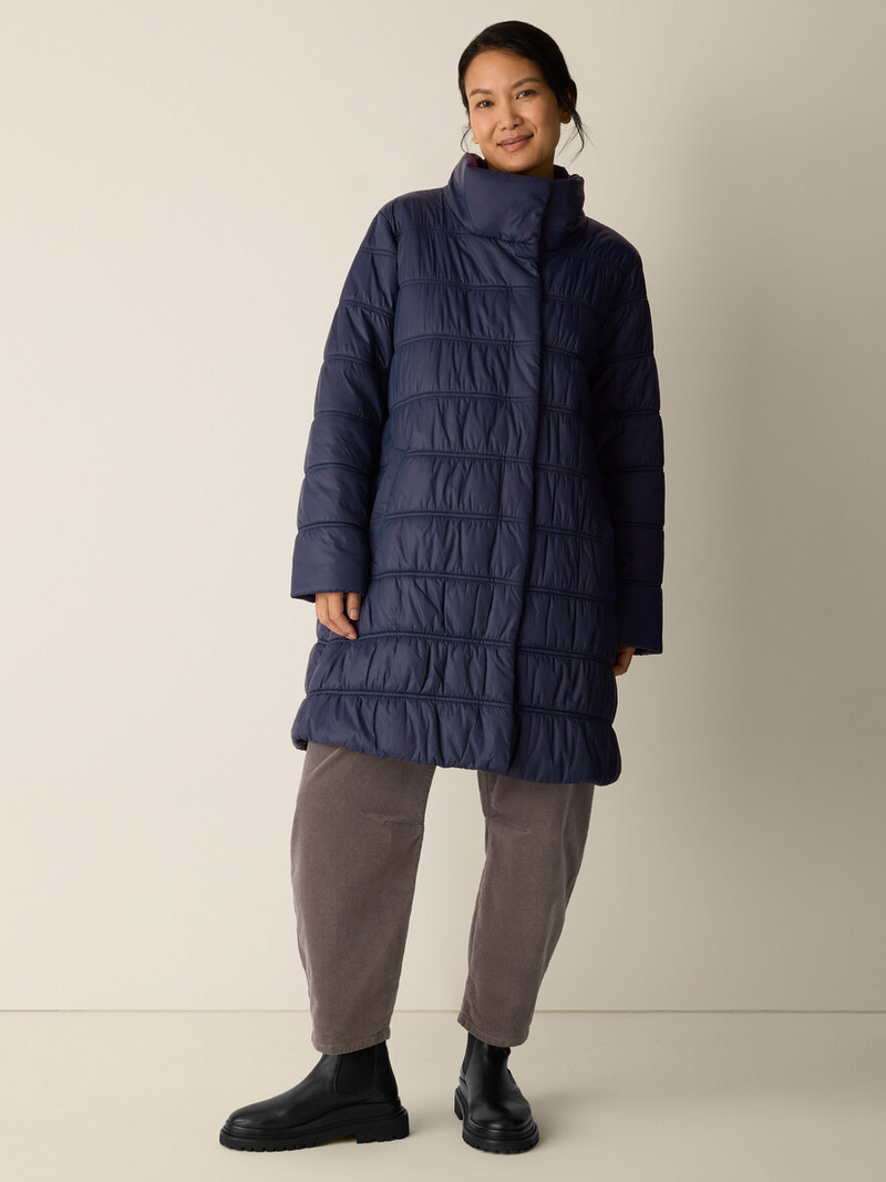 Eggshell Recycled Nylon Ruched Coat 3
