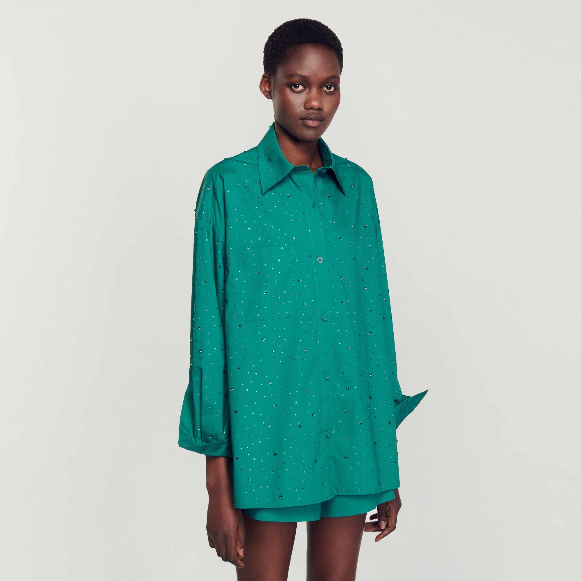 RHINESTONE-EMBELLISHED SHIRT - 5