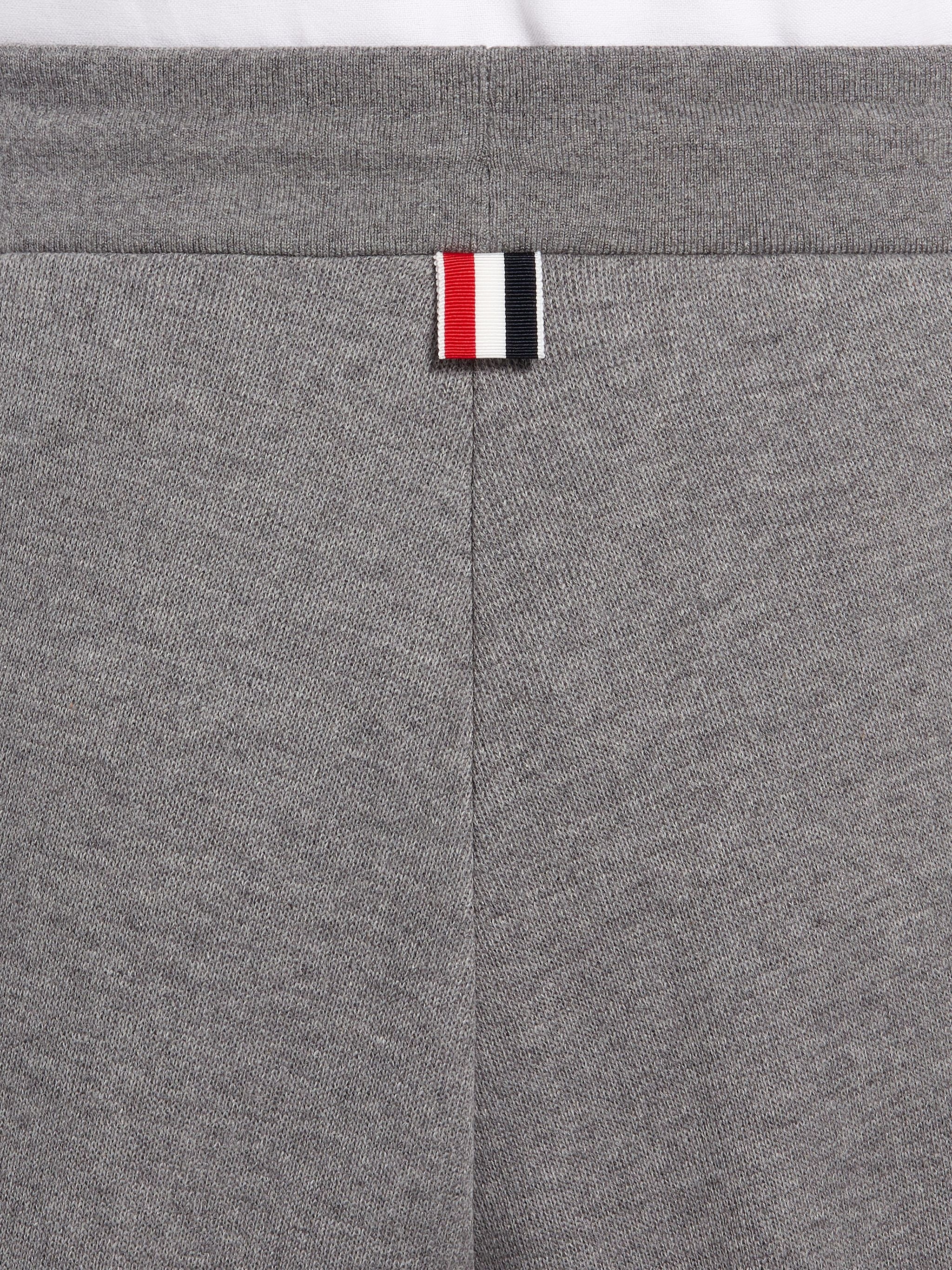 Medium Grey Double Face Cotton Knit 4-Bar Stripe Sweat Shorts - 6