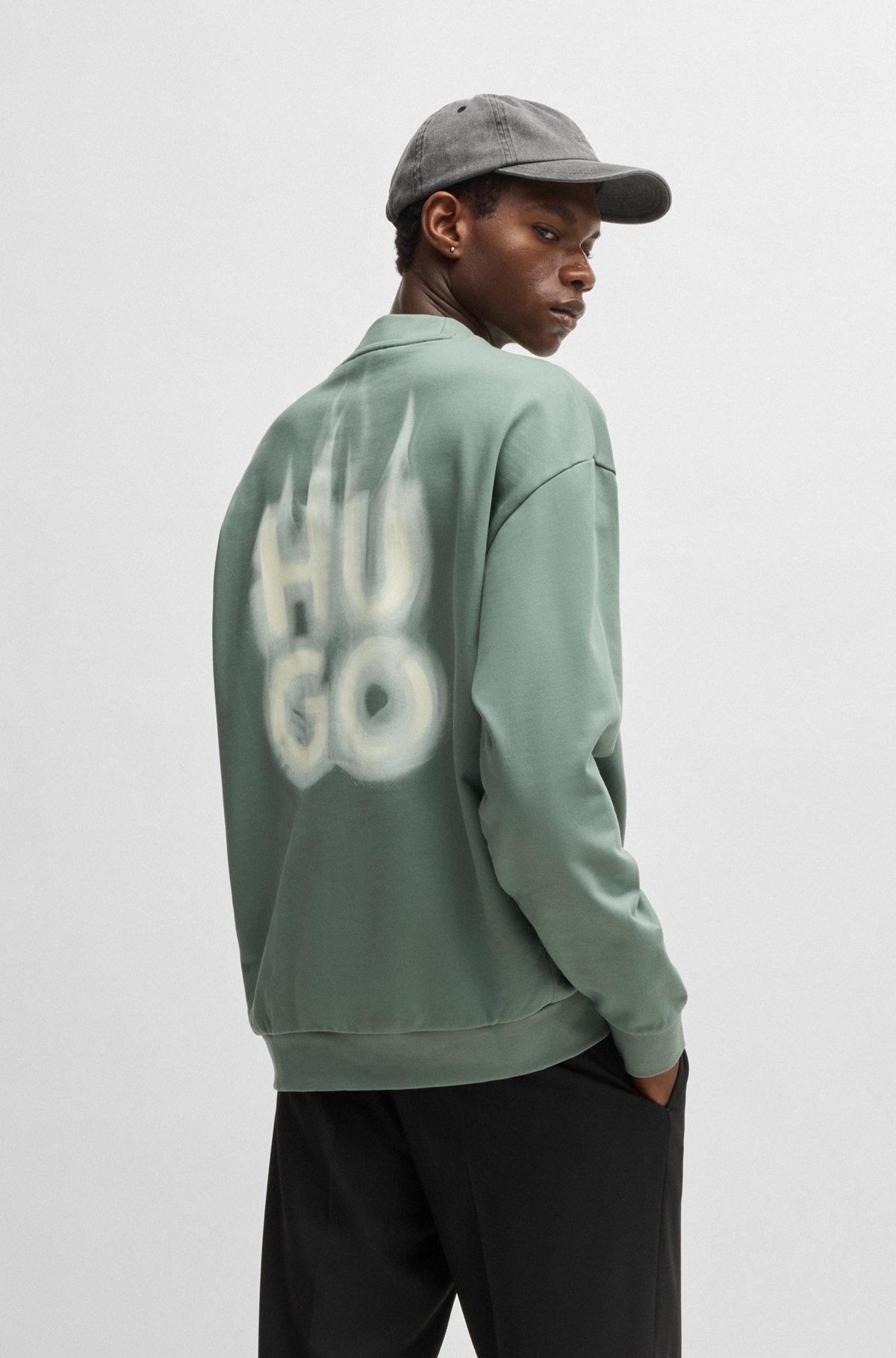 COTTON-TERRY SWEATSHIRT WITH STACKED SMOKE LOGO PRINTS - 5