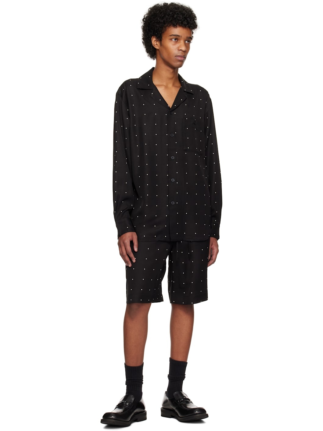 Black Dotted Elasticated Shorts - 4