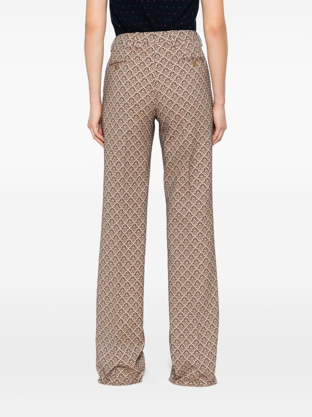 damask-pattern trousers - 4