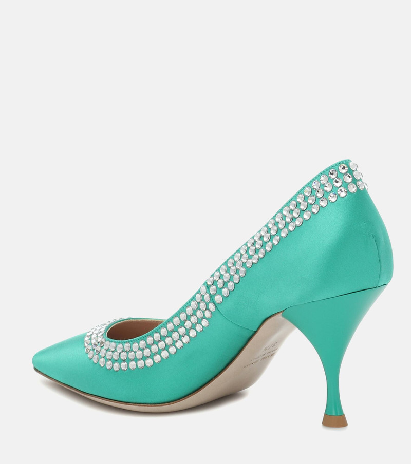 Miu Miu Crystal-embellished satin pumps outlook