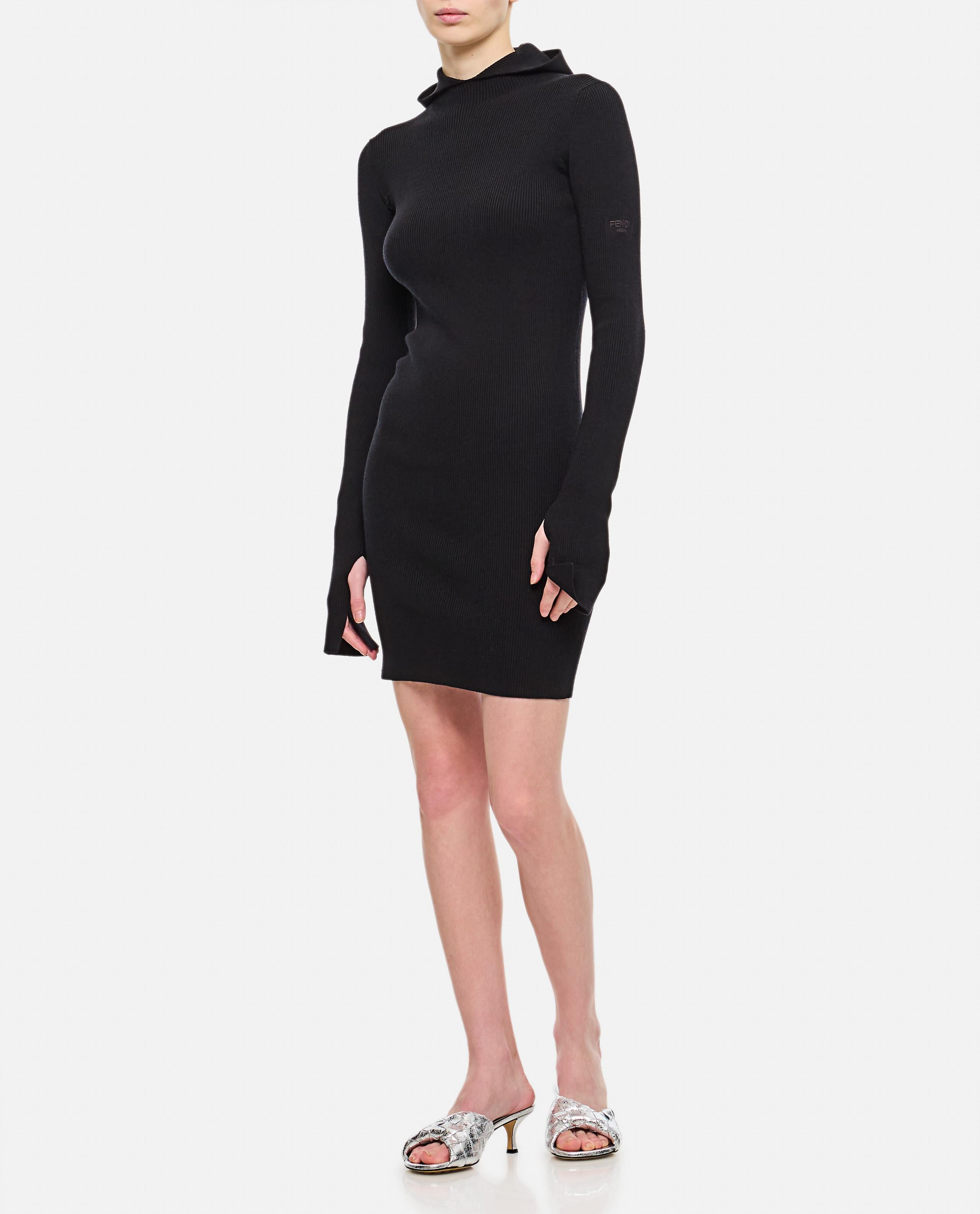 WOOL SILK RIBS MINI DRESS - 2
