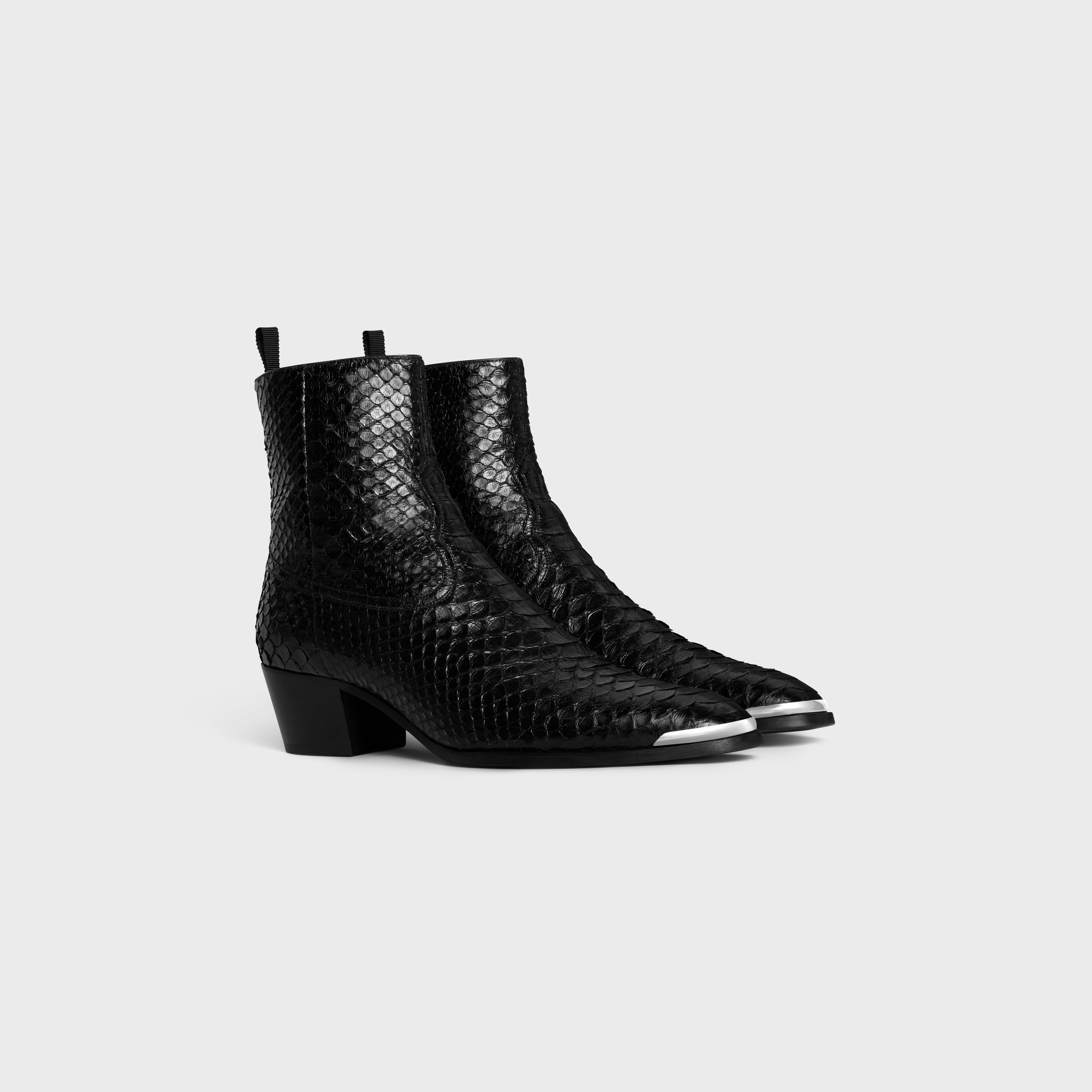 CELINE WESTERN ISAAC BOOT WITH METAL TOE in SHINY PYTHON | REVERSIBLE