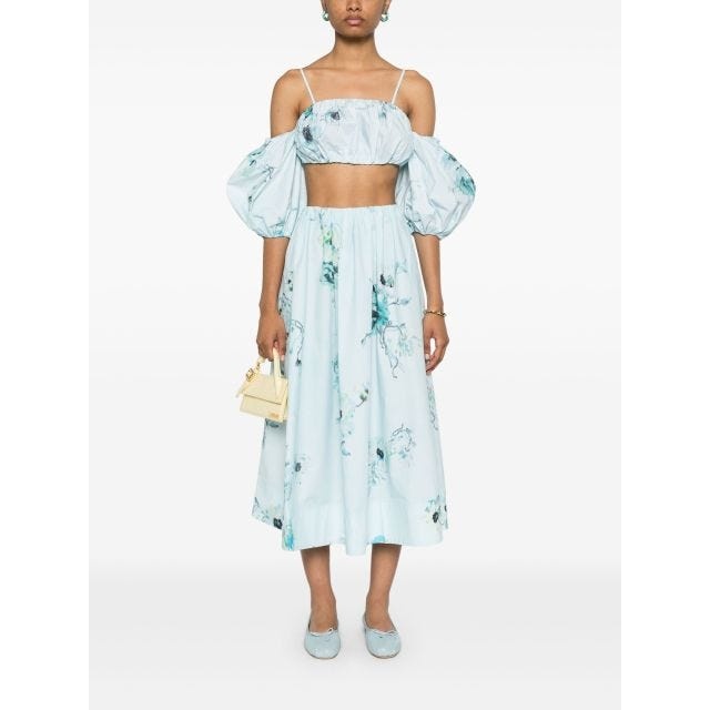 Zimmermann LIGHTBURST GATHERED MIDI SKIRT | REVERSIBLE