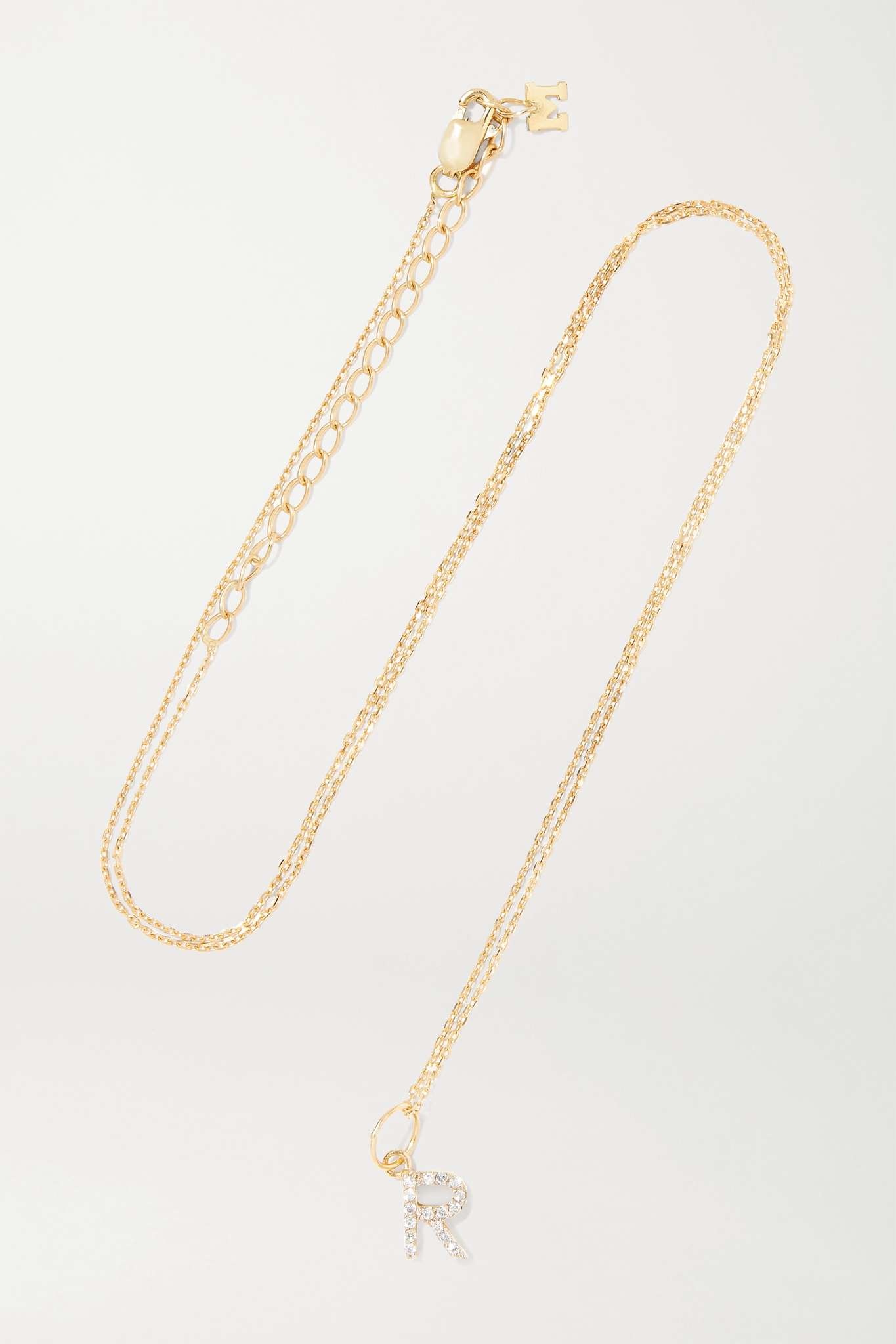 Initial 14-karat gold diamond necklace - 3