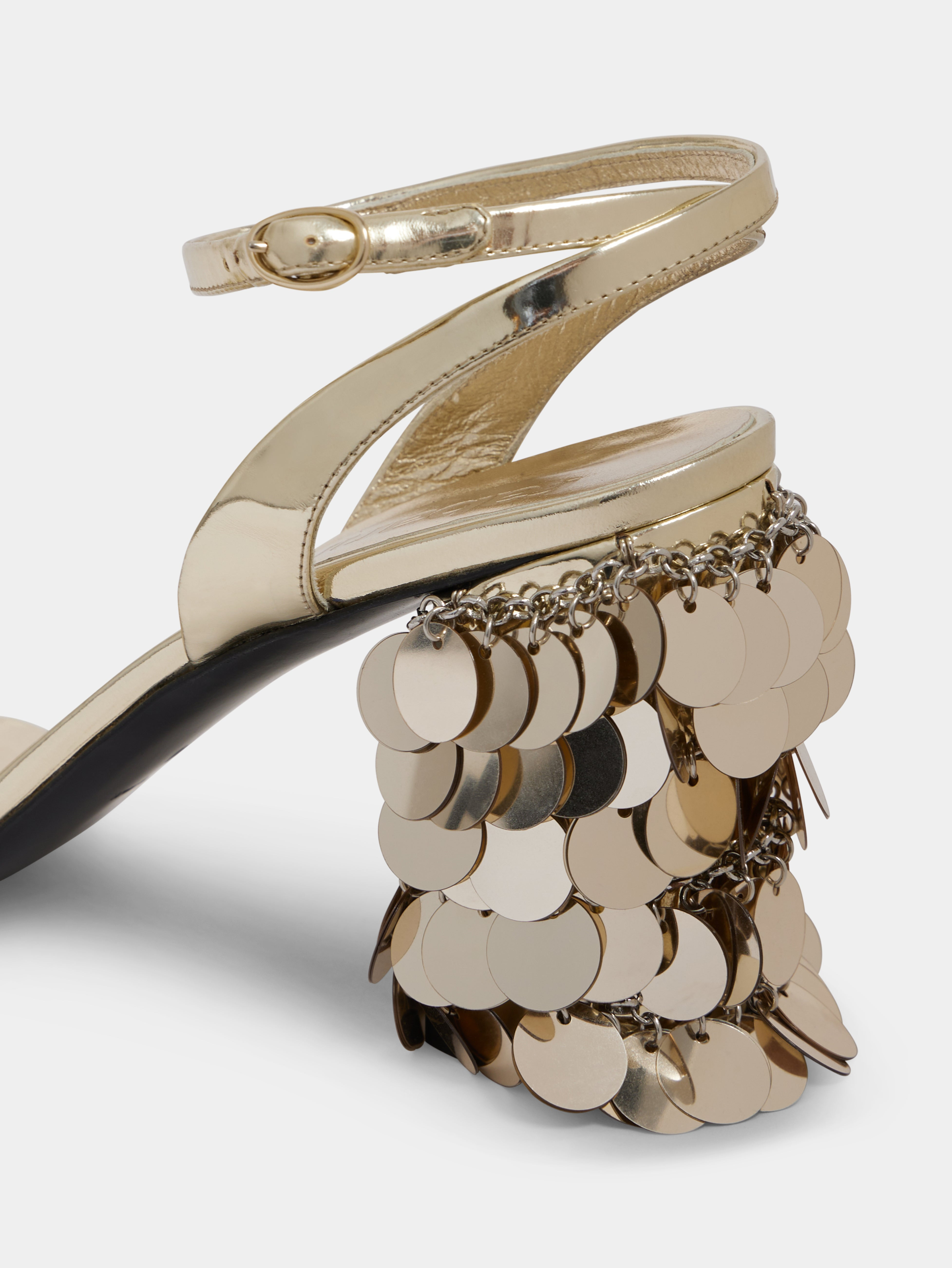GOLD SANDALS WITH SEQUINS HEELS - 3