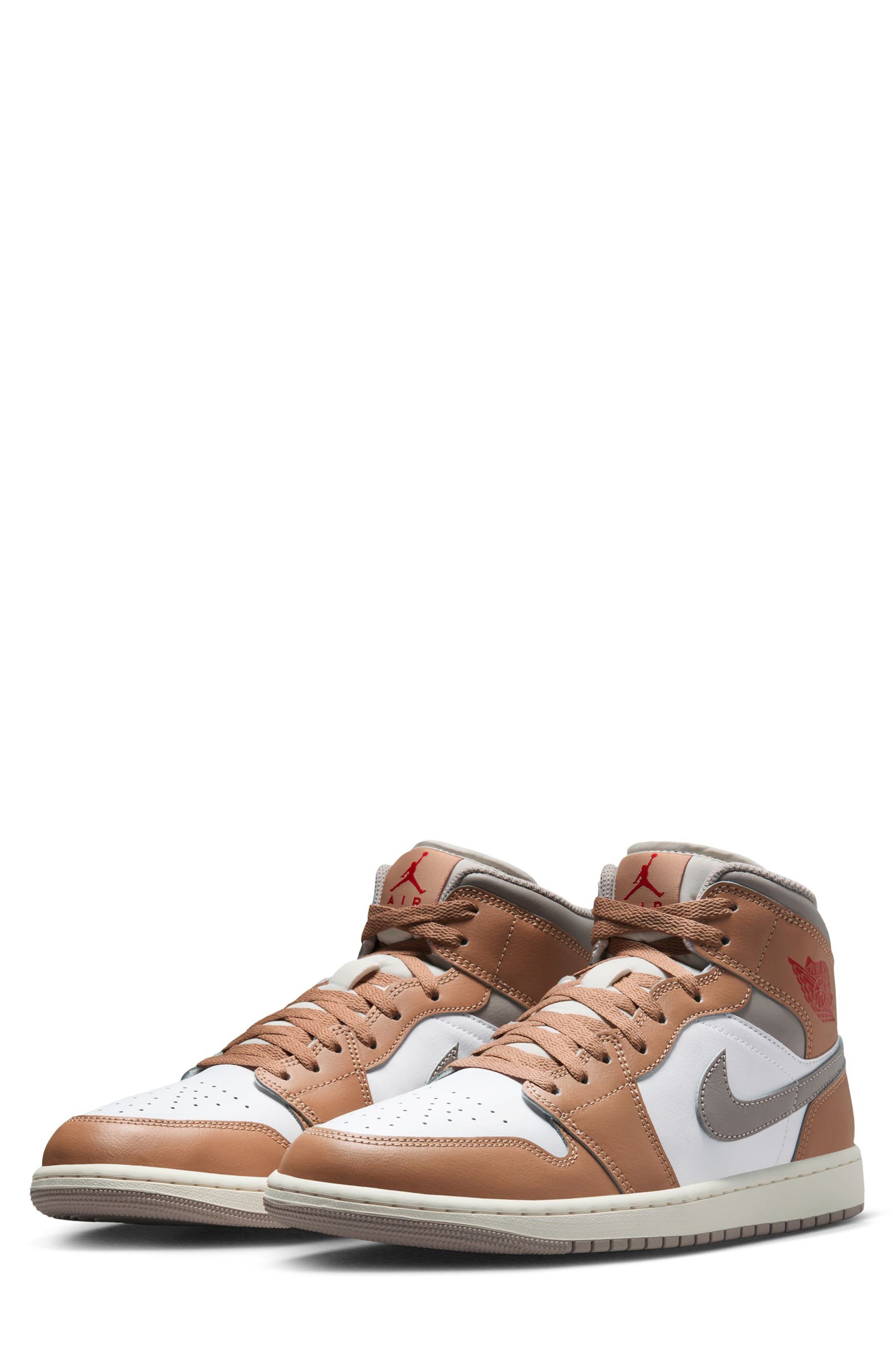 Air Jordan 1 Mid Sneaker in 200 Hemp/fire R at Nordstrom - 1