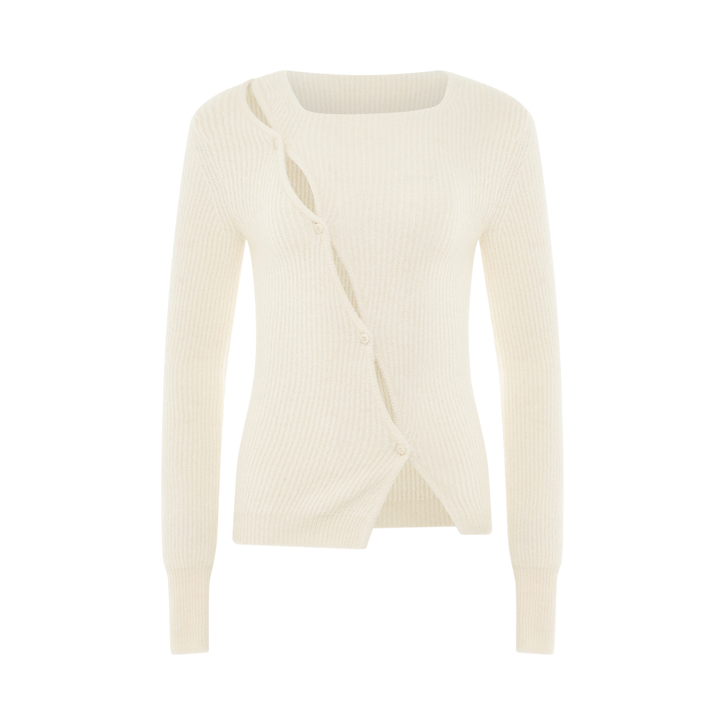 Pau Asymmetric Cardigan in Light Beige - 1