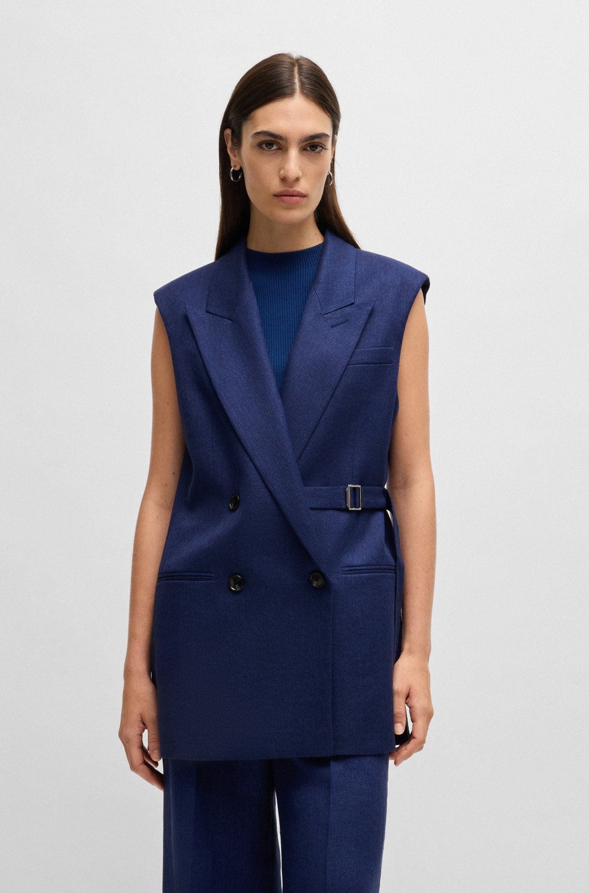 LINEN-BLEND WAISTCOAT WITH ADJUSTABLE BUCKLED STRAP - 2