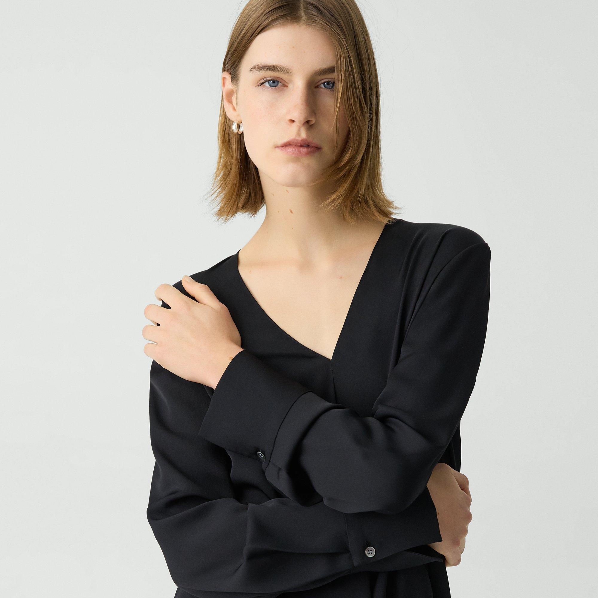 Relaxed V-Neck Blouse in Silk Georgette - 5