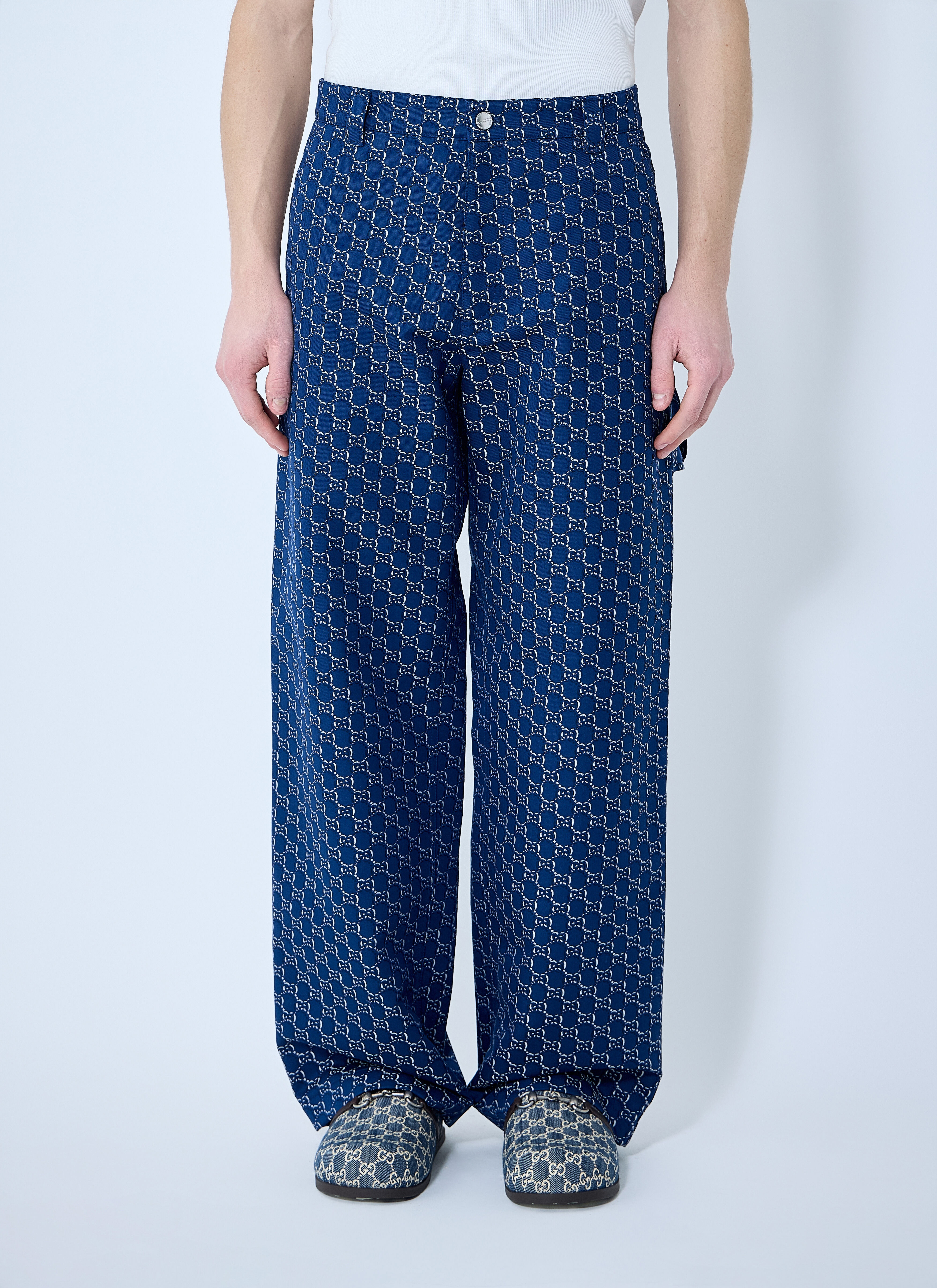 Cotton Jacquard Pants With GG Shadow - 1