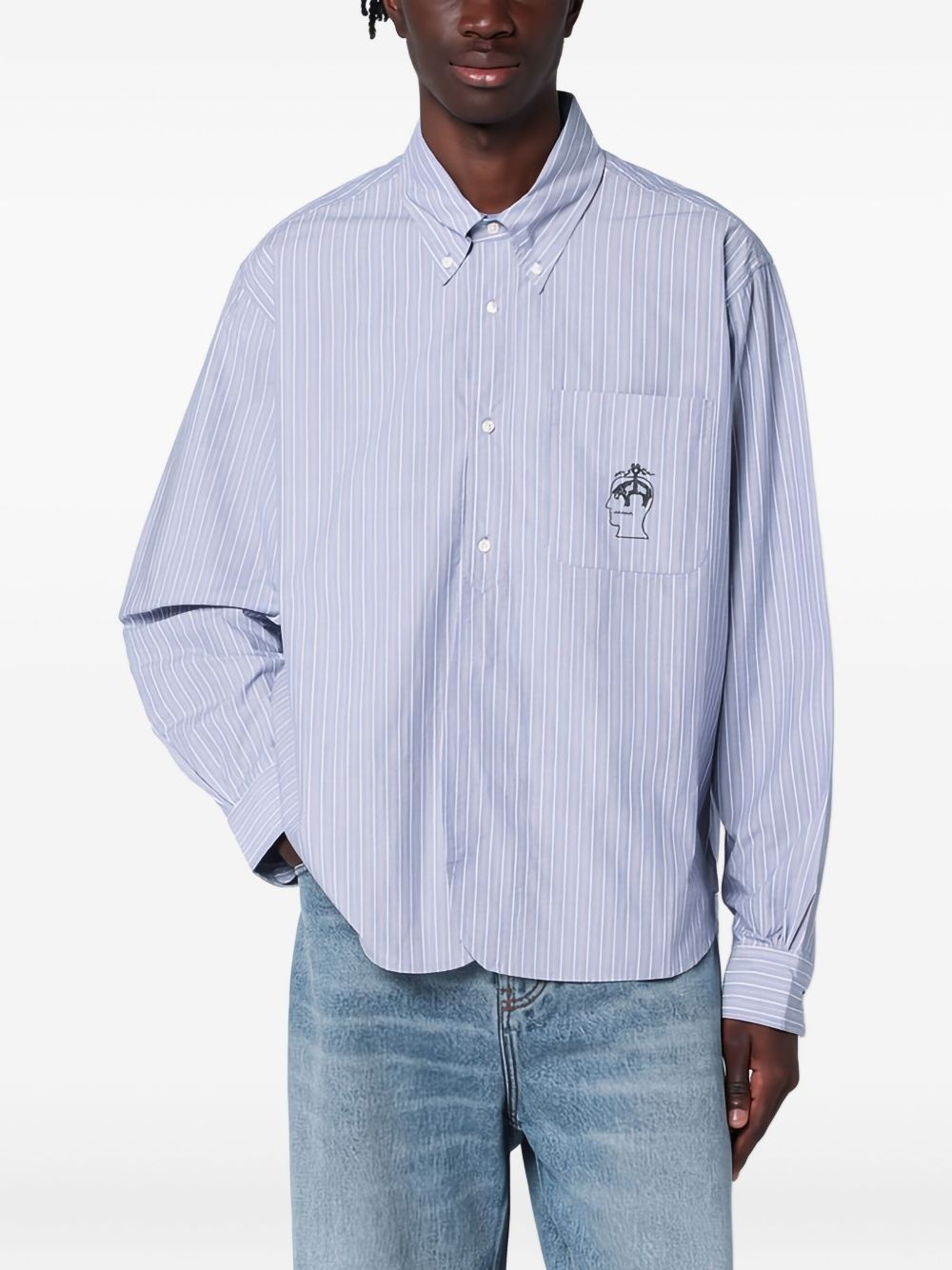 striped embroidered shirt - 1