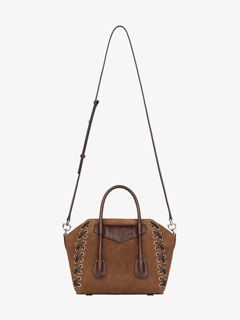 MINI ANTIGONA LOCK BAG IN CORSET STYLE SUEDE 3