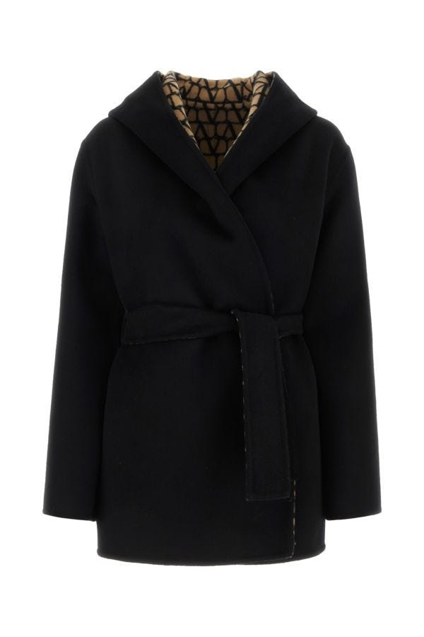 Black wool blend coat - 1