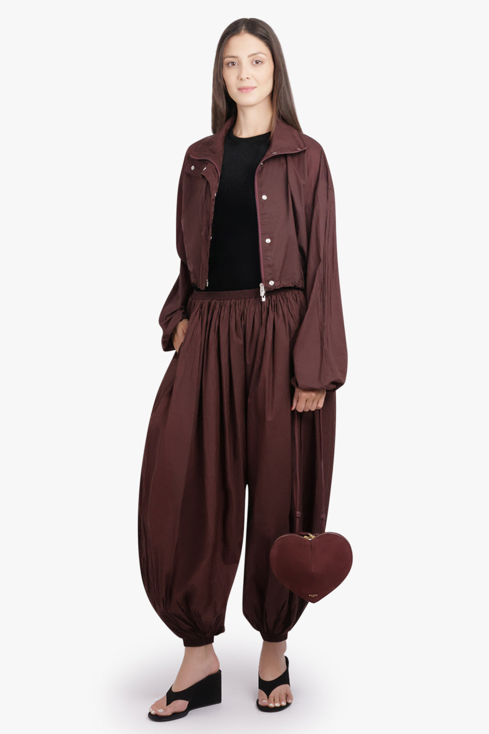 LIGHTWEIGHT ELASTIC WAIST BALLOON LEG PANT | AUBERGINE - 6