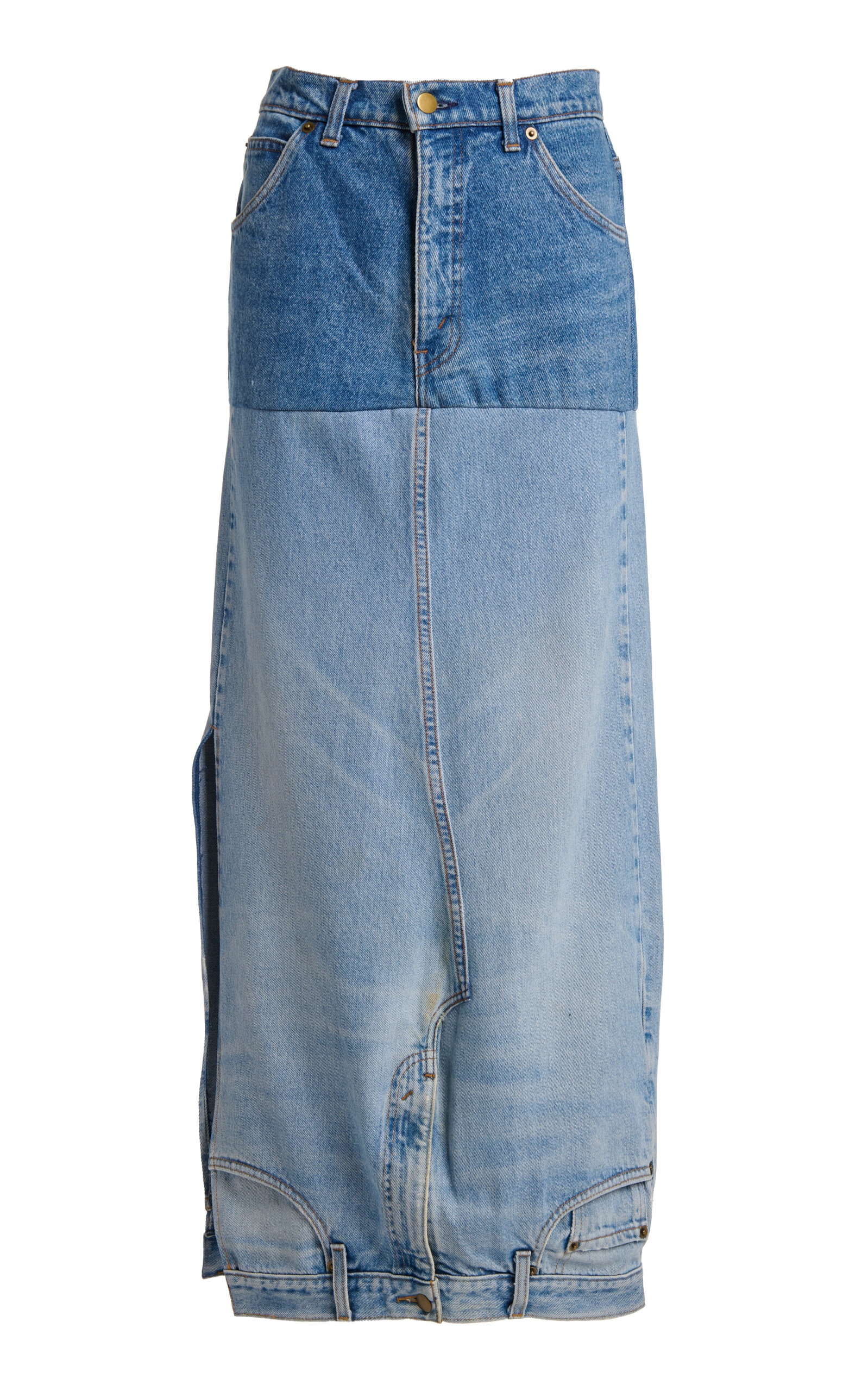Recycled Denim Mirror Effect Midi Skirt blue - 1