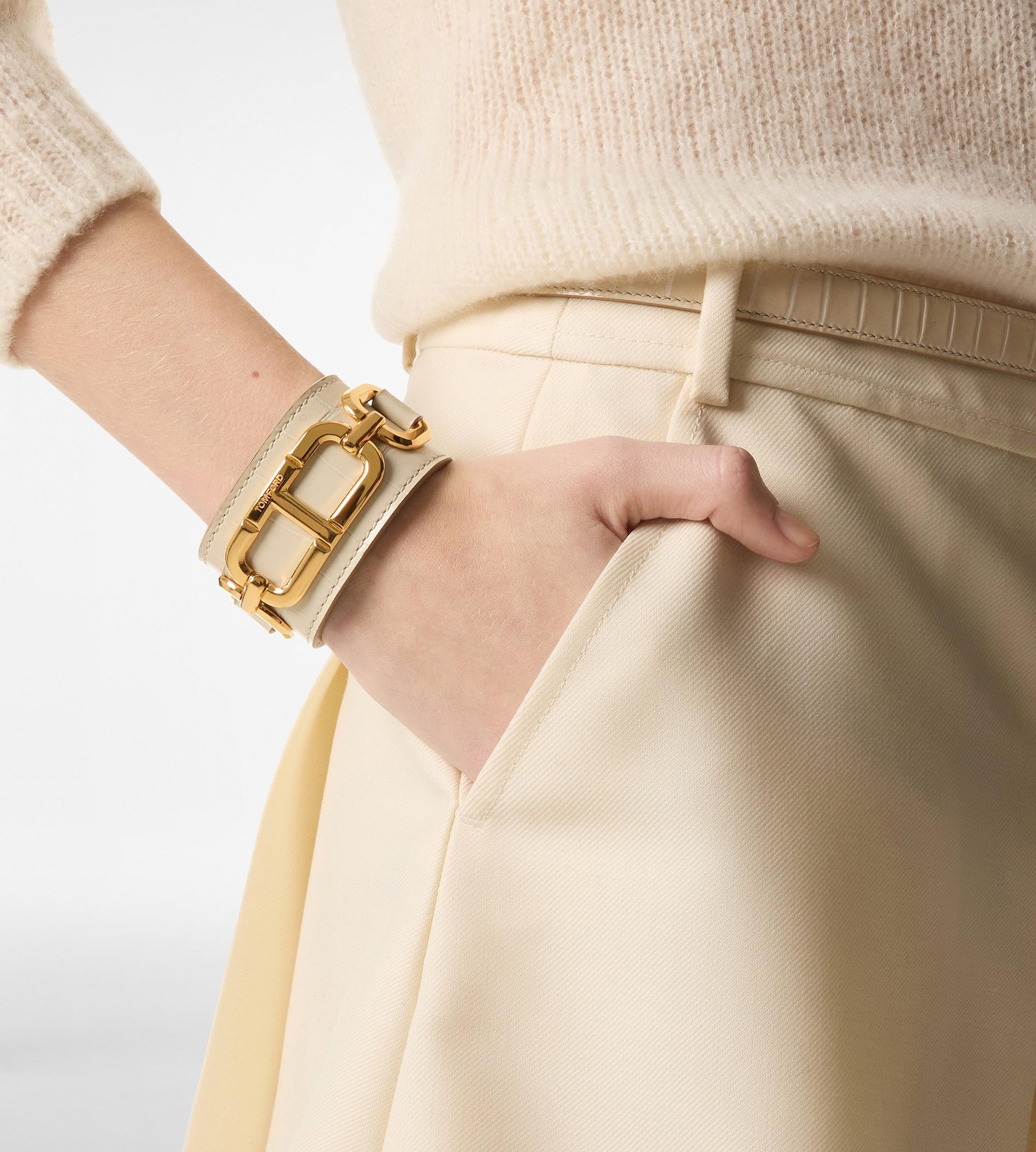 PRINTED CROCODILE LEATHER WHITNEY CUFF - 2