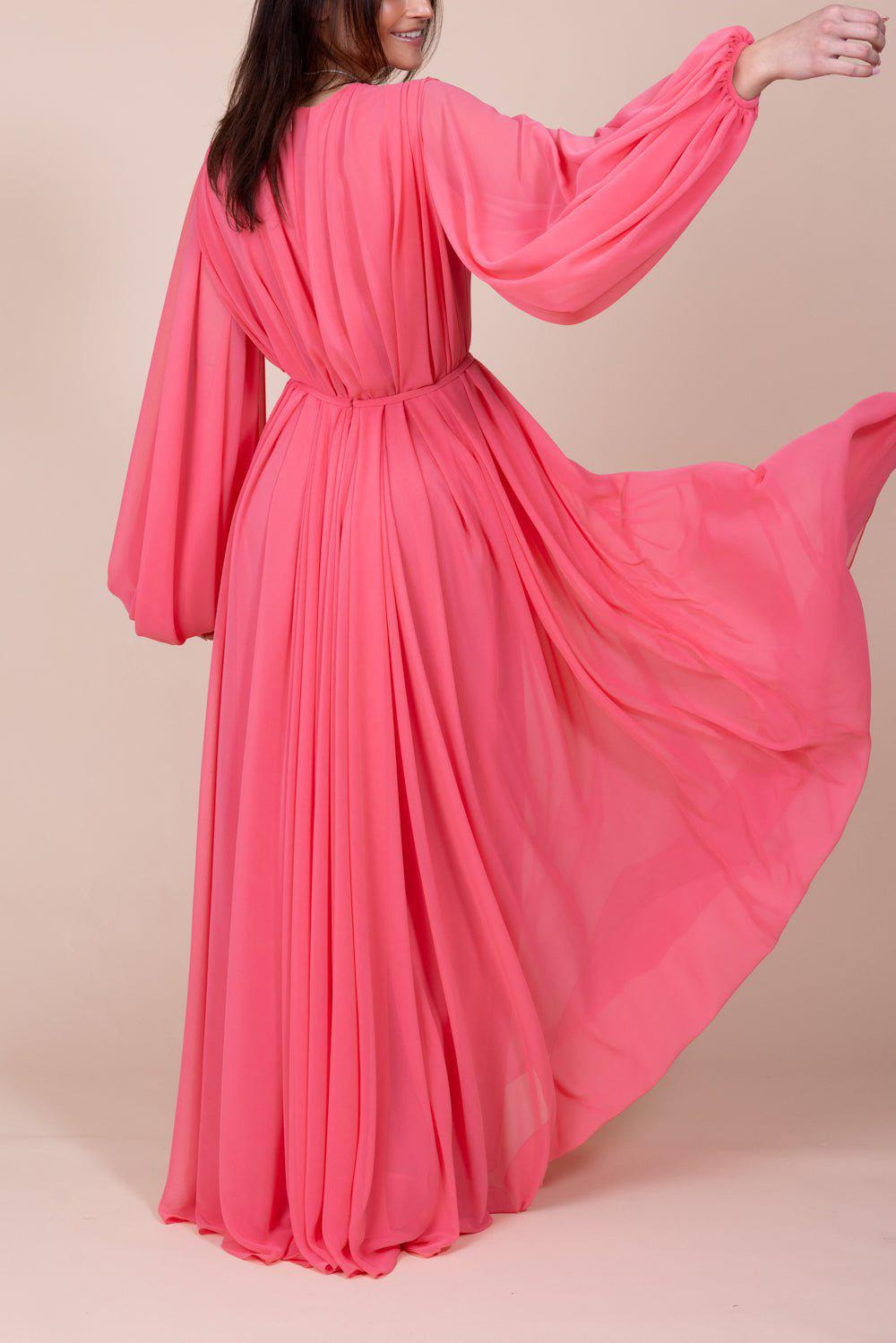 Bubble Sleeve Gown - Stawberry - 4
