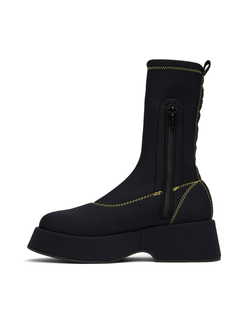 Black Retro Flatform Sock Boots 3