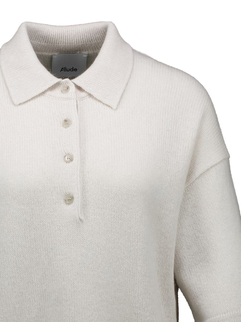 Allude buttoned polo sweater outlook