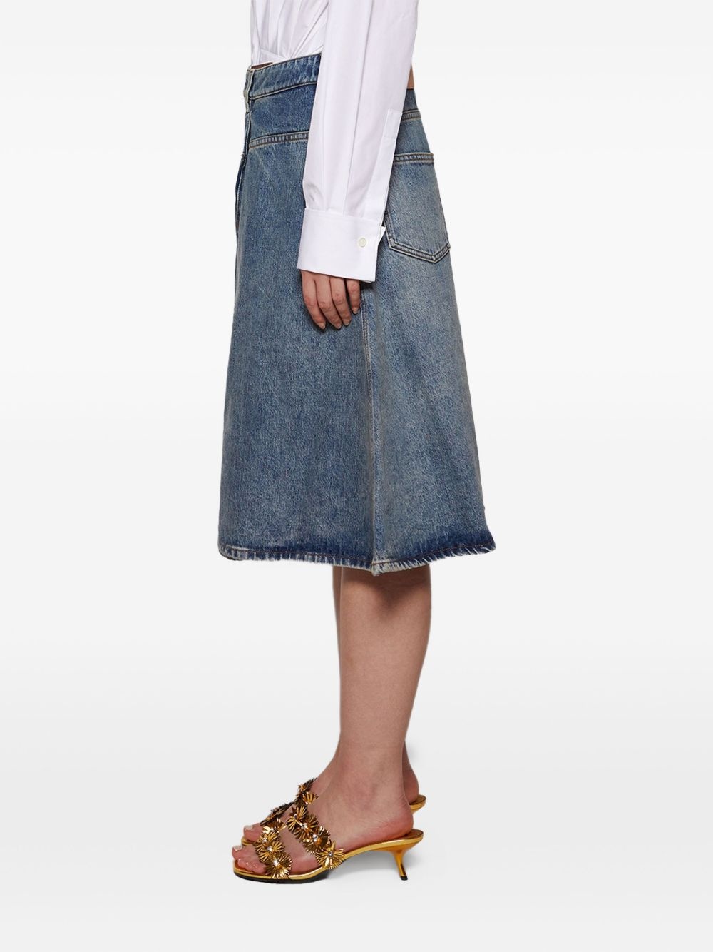 denim A-line skirt - 4