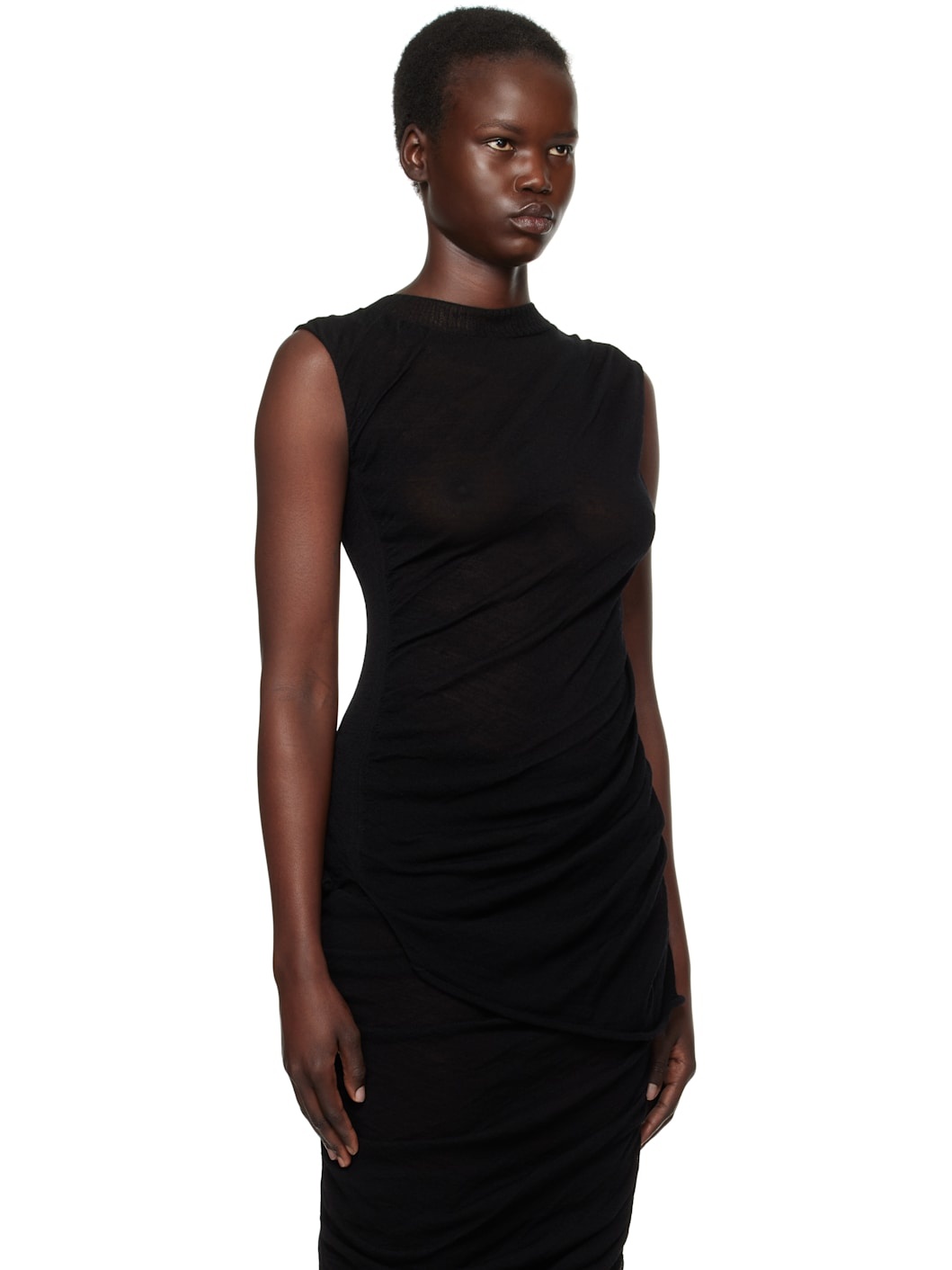 Black Ambiguous Wool Top - 2