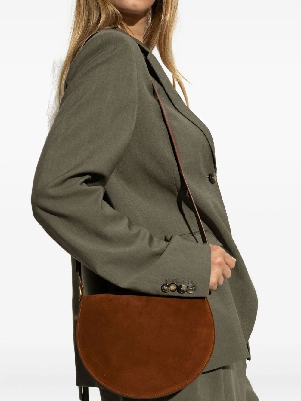 half-moon suede cross body bag - 1