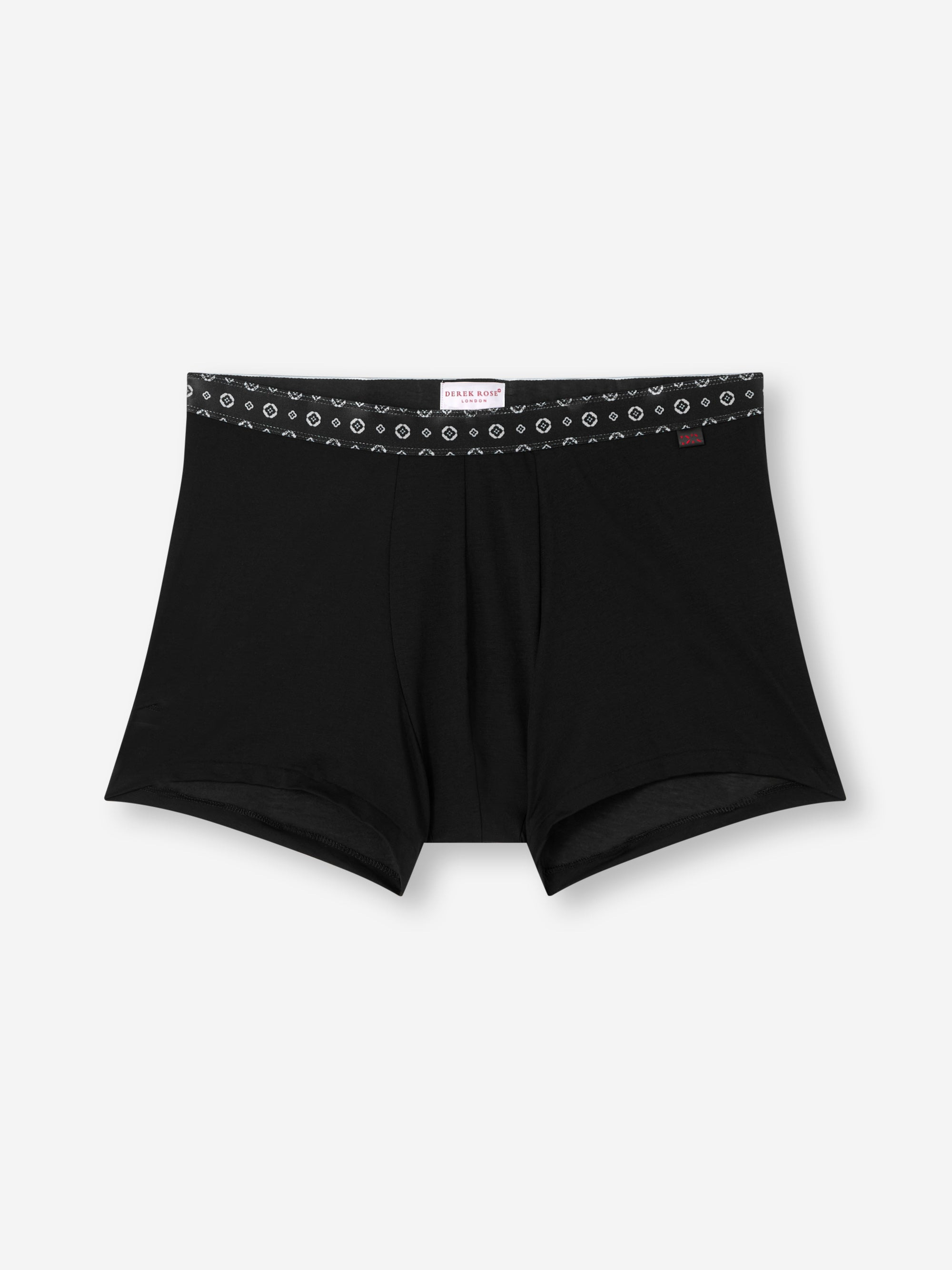 Men's Boxer Briefs Pima Cotton Stretch Black with Rose Motif Band - 2